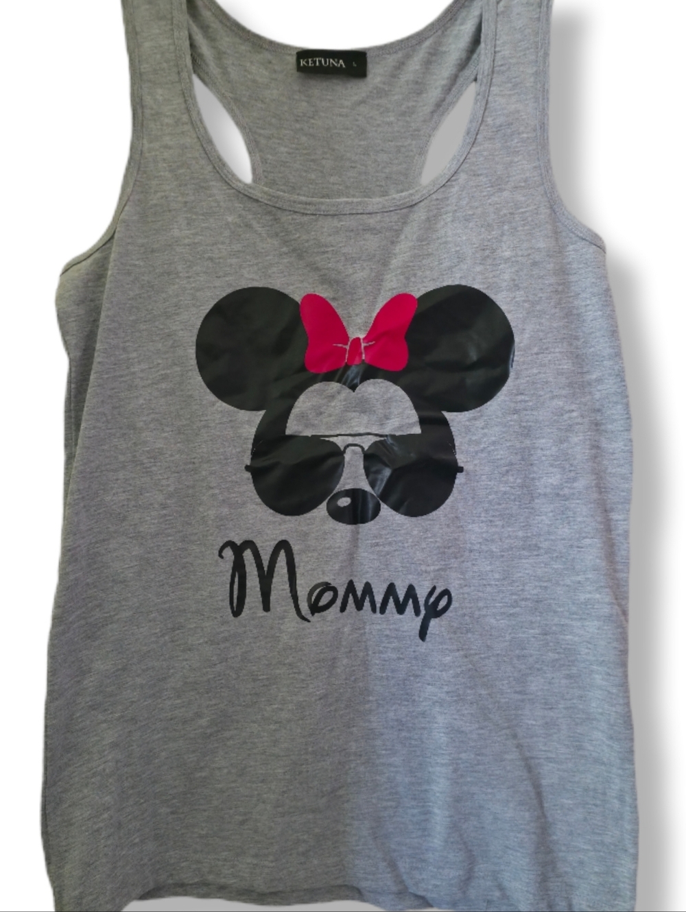 Disney Size Large Disney Minnie Mouse Racerback Grey Tank Top